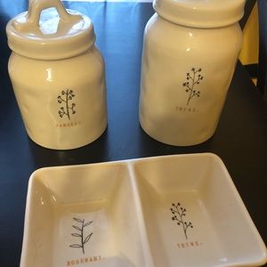 Rae dunn four piece ceramic set